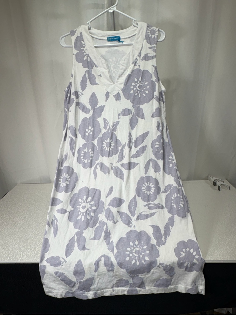 fresh produce White Midi Dress with Lavender Floral Print 4156